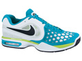 Nike Mens Air Max CourtBallistec 4.3 Tennis Shoes- White/Neptune Blue/Action Green