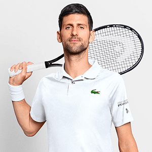 Novak Djokovic endorses the Lacoste MensSport x Djokovic Light Stretch Tennis Shorts - White/Red