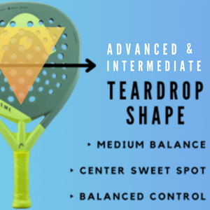 Intermediate and Advanced Padel Rackets - Teardrop Shape