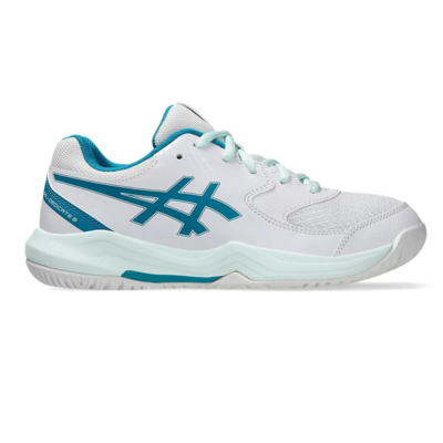 Asics Kids Gel-Dedicate 8 Tennis Shoes - White/Teal Blue  - main image