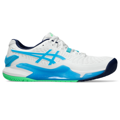 Asics Mens GEL-Resolution 9 Tennis Shoes - White/Digital Aqua - main image