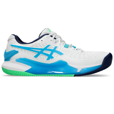 Asics Men GEL-Resolution 9 Clay Tennis Shoes - White/Digital Aqua - main image