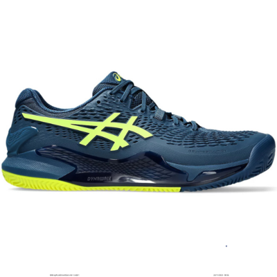 Asics Mens GEL-Resolution 9 Clay Tennis Shoes - Mako Blue/Safety Yellow - main image