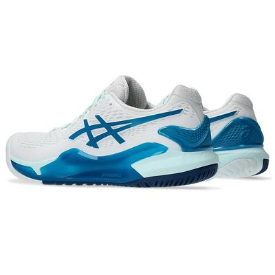 Asics Womens GEL-Resolution 9 Tennis Shoes - White/Teal Blue - main image