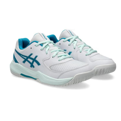 Asics Kids Gel-Dedicate 8 Tennis Shoes - White/Teal Blue  - main image