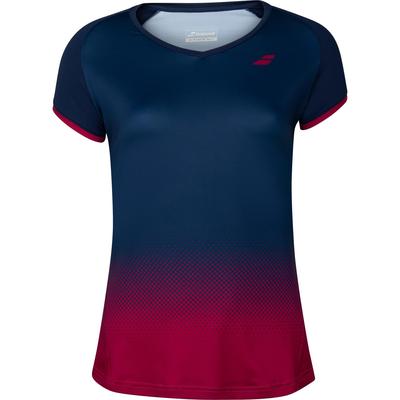 Babolat Girls Compete Cap Sleeve Top - Estate Blue/Vivacious Red - main image