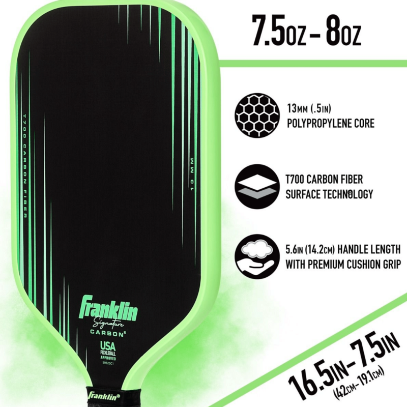 Franklin Signature Carbon Series 13mm Pickleball Paddle - Green - main image