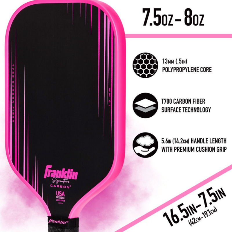 Franklin Signature Carbon Series 13mm Pickleball Paddle - Pink - main image