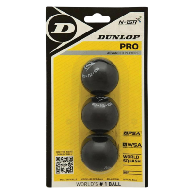 Dunlop Pro (Double Yellow Dot) Squash Balls (3 Ball Pack) - main image