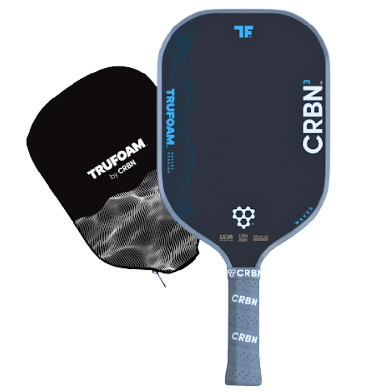 CRBN TruFoam Waves (Elongated/Long Handle) Pickleball Paddle - Grey/Black - main image