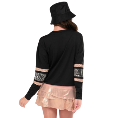 Lucky in Love Womens Metallic Long Sleeve Top - Black - main image