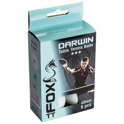 Fox Darwin 3 Star Table Tennis Balls - Pack of 6 (White) - main image