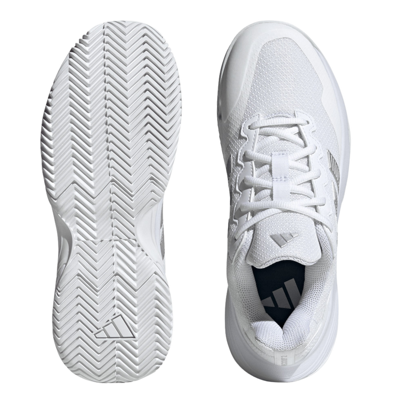 Adidas Womens GameCourt 2.0 Tennis Shoes - Cloud White/Silver Metallic - main image