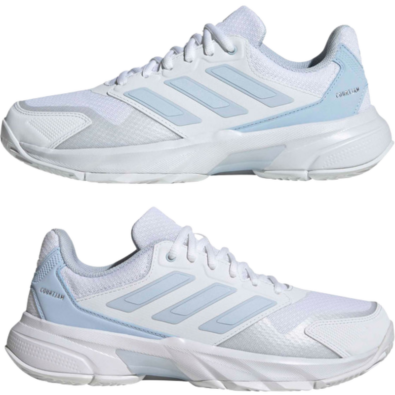 Adidas Womens CourtJam Control 3 Tennis Shoes - Cloud White / Crystal White / Silver Metallic - main image