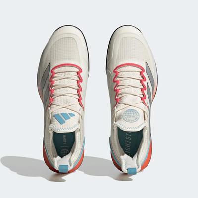Adidas Mens Adizero Ubersonic 4 Clay Tennis Shoes - Chalk White/Silver Metallic/Preloved Blue - main image
