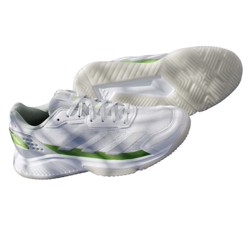 Adidas Womens Courtquick Padel Shoes - Cloud White/Silver Metallic/Lucid lemon - main image