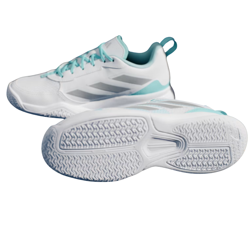Adidas Womens AvaFlash Tennis Shoes - Cloud White / Silver Metallic / Flash Aqua - main image