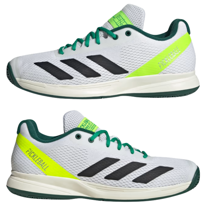 Adidas Mens Courtflash Pickleball Shoes - Cloud White / Core Black / Collegiate Green - main image