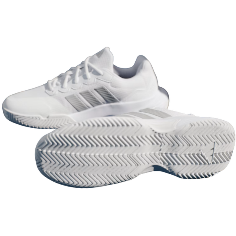 Adidas Womens Gamecourt 2 Tennis Shoes - White/Silver - main image