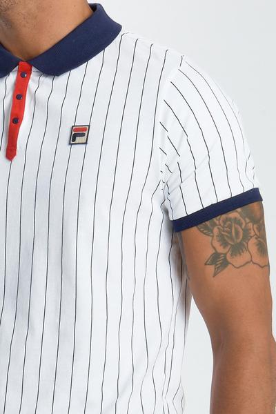 Fila Mens BB1 Classic Vintage Striped Polo - White/Fila Navy/Fila Red - main image