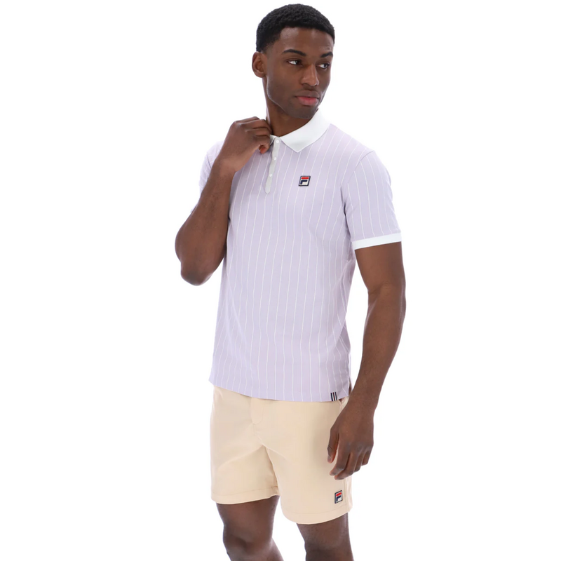 Fila Mens BB1 Classic Vintage Striped Polo - Misty Lilac/ White/ Dawn Blue - main image
