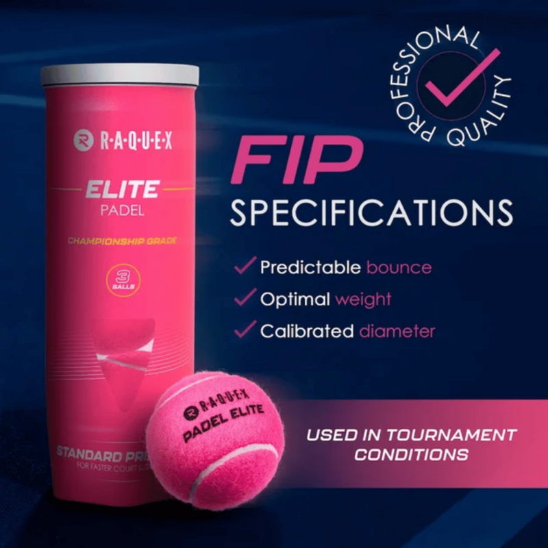 Raquex Elite Padel Balls (3 Ball Can) - Pink - main image