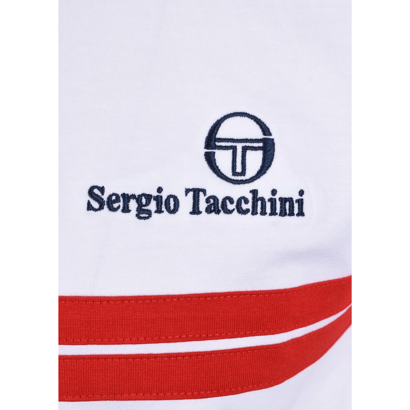 Sergio Tacchini Men Supermac Tee - White/Maritime Blue/Adrenaline Rush - main image
