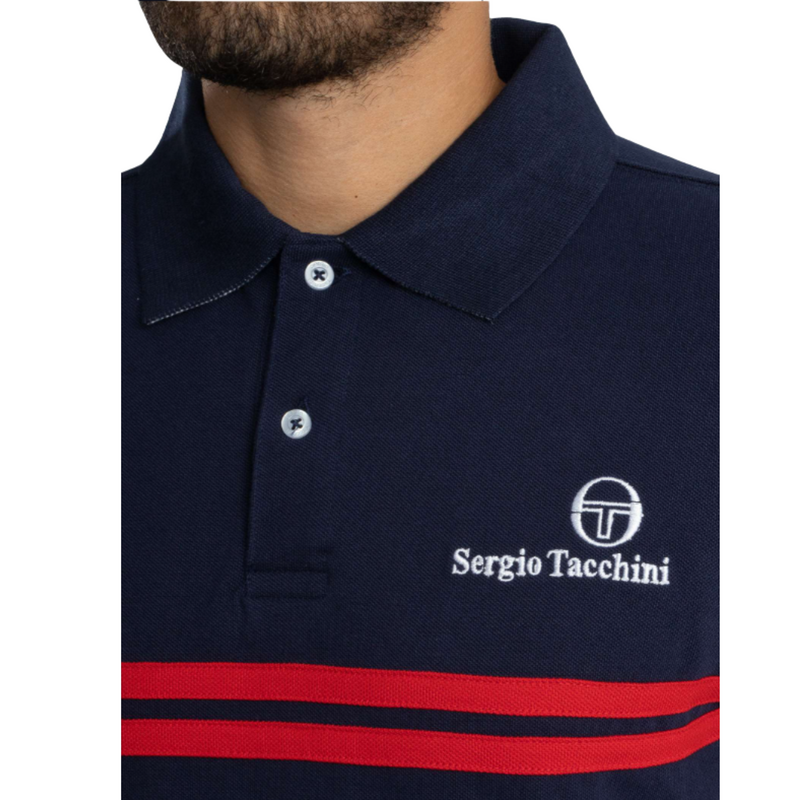 Sergio Tacchini Men Supermac Polo - Maritime Blue/Adrenaline Rush - main image