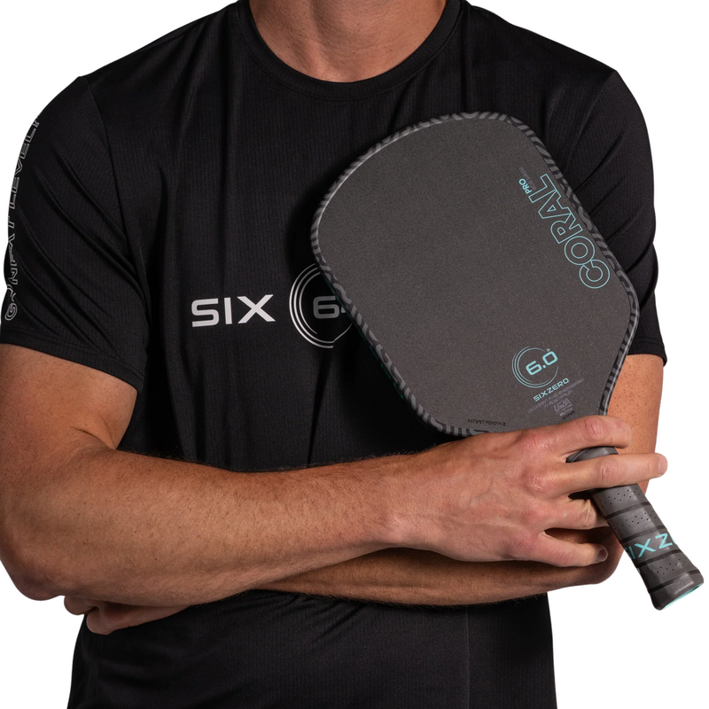 Six Zero Mens Performance Active Tee Air Mesh - Black/With White Logo    - main image