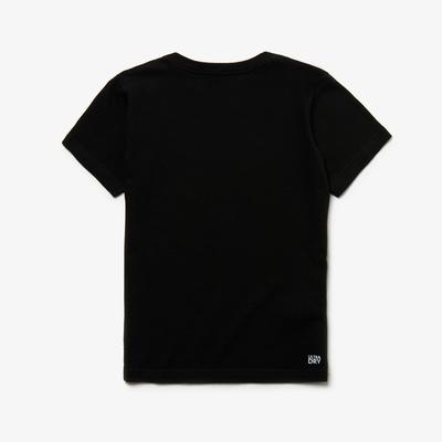 Lacoste Boys Colourblock Tennis Tee - Black - main image