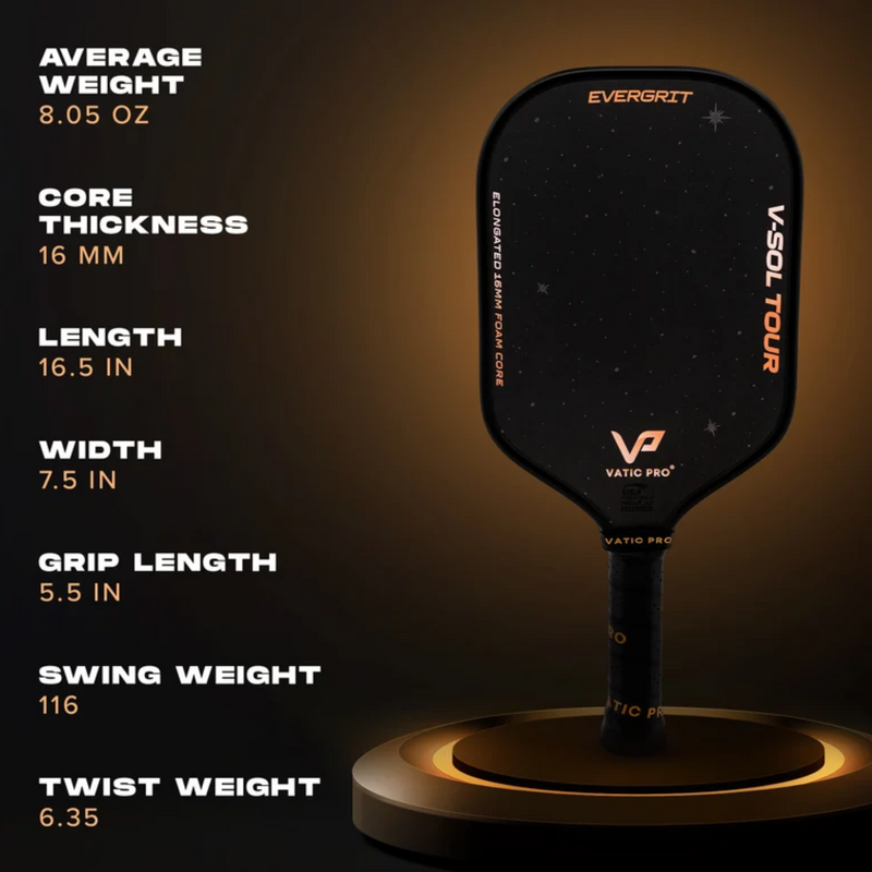 Vatic Pro V-Sol Tour Elongated With Evergrit Pickleball Paddle - main image