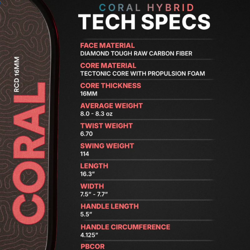 Six Zero Coral Hybrid 16mm Pickleball Paddle - main image