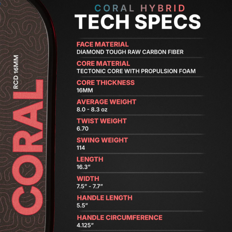 Six Zero Coral Hybrid 16mm Pickleball Paddle - Pink/Black - main image