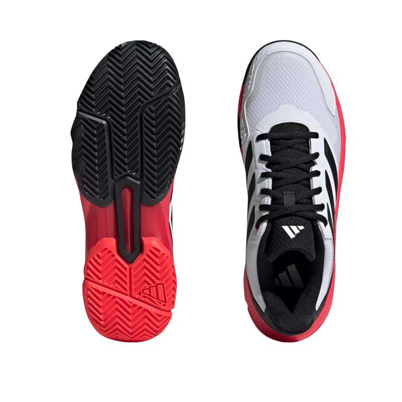 Adidas Mens Courtjam Control 3 Tennis Shoes - Cloud White/Core Black/Lucid Red - main image