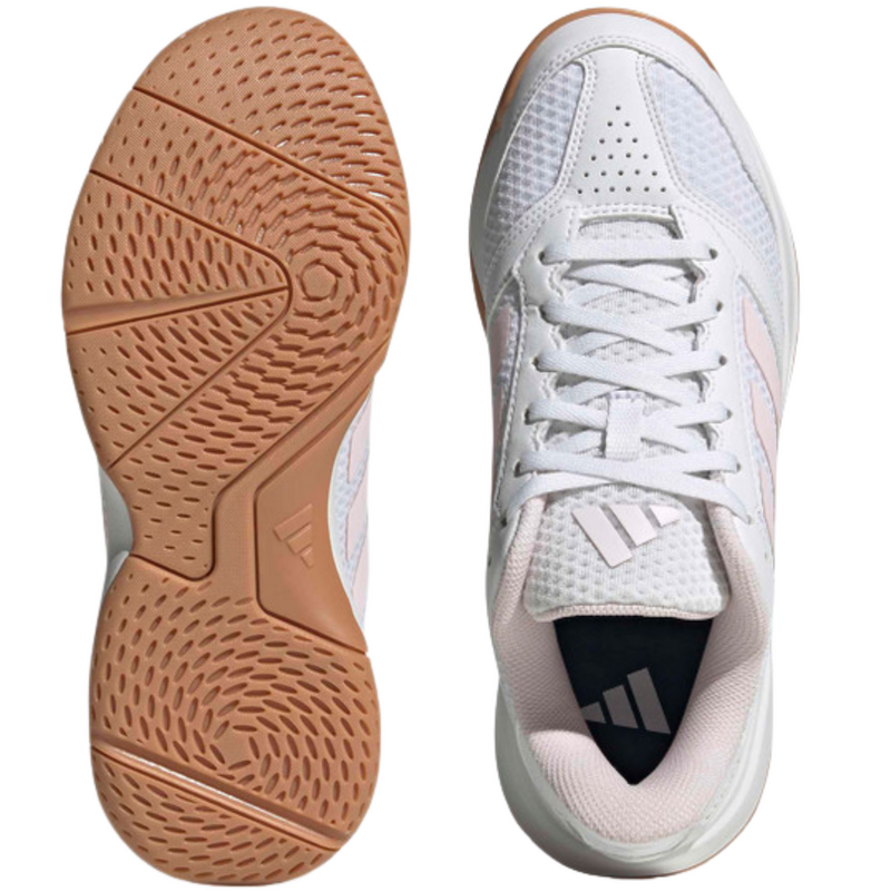Adidas Womens Ligra 8 Indoor Court Shoes - Cloud White/Distilled Pink/Gold Metallic - main image