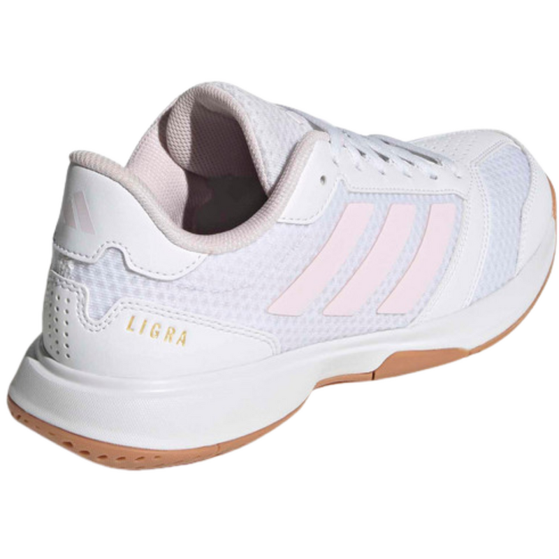 Adidas Womens Ligra 8 Indoor Court Shoes - Cloud White/Distilled Pink/Gold Metallic - main image