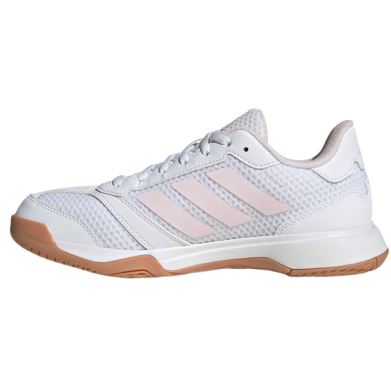 Adidas Womens Ligra 8 Indoor Court Shoes - Cloud White/Distilled Pink/Gold Metallic - main image