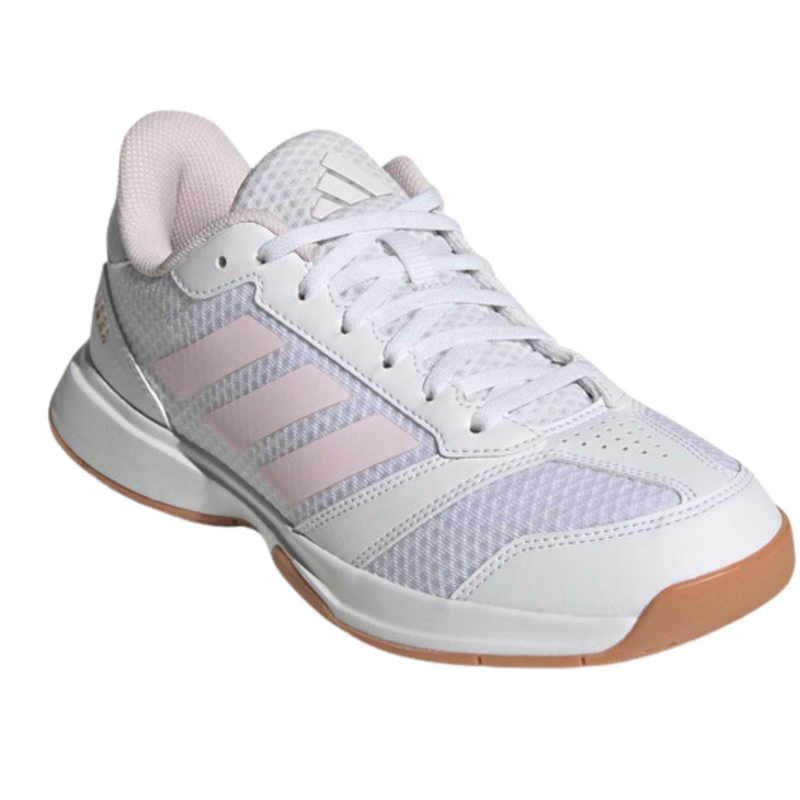 Adidas Womens Ligra 8 Indoor Court Shoes - Cloud White/Distilled Pink/Gold Metallic - main image