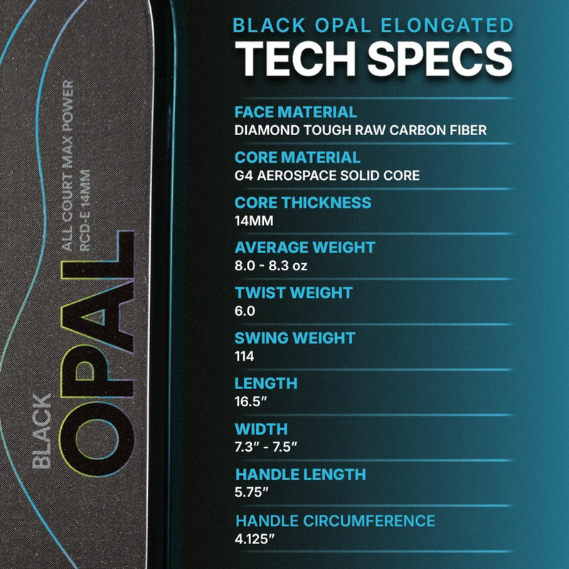 Six Zero Black Opal Elongated Pickleball Paddle - main image