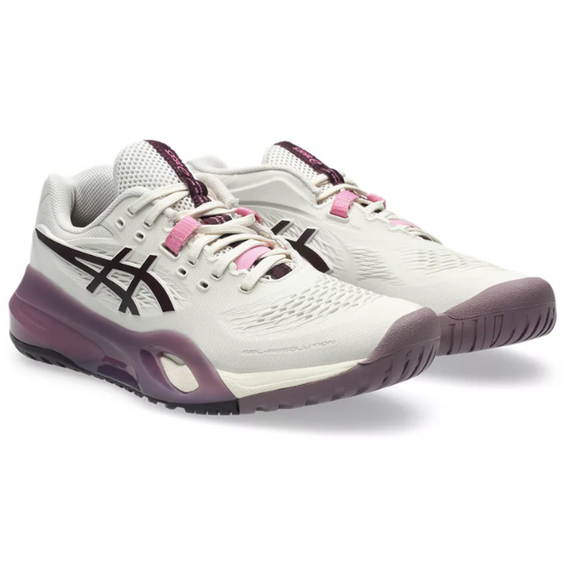Asics Womens GEL-Resolution X Tennis Shoes - Soft Oat/Dark Aubergine - main image
