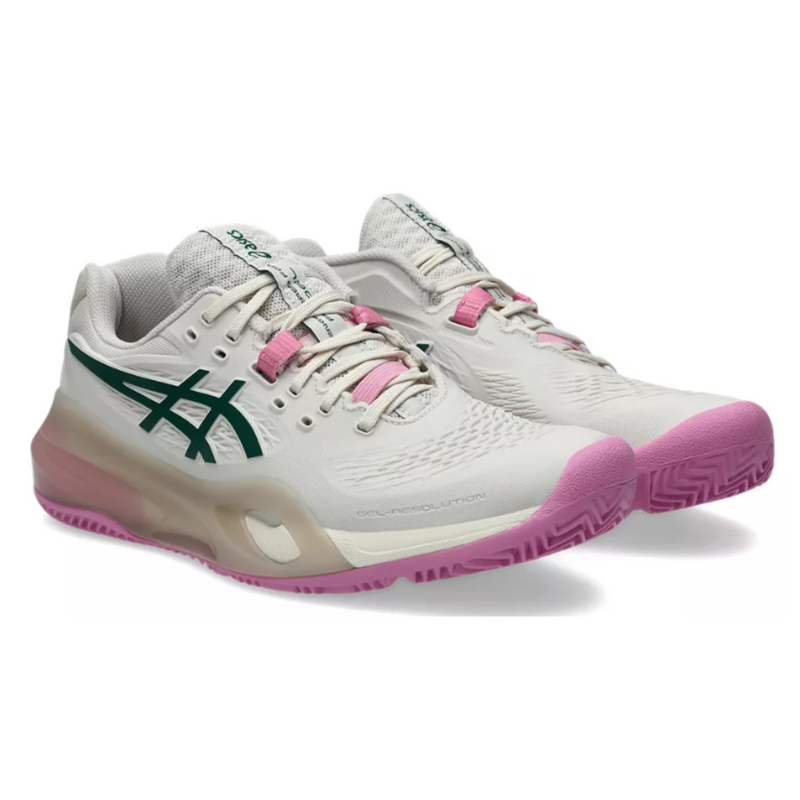 Asics Womens Gel-Resolution X Padel Shoes - Soft Oat/Jewel Green - main image