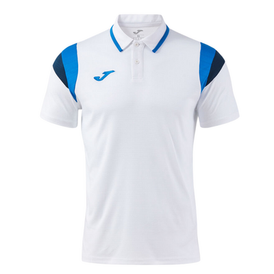 Joma Mens Terra Short Sleeve Polo Shirt - White/Royal Blue