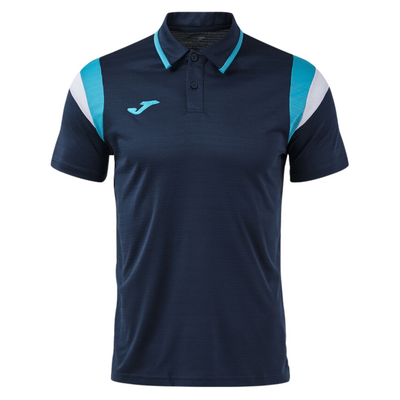 Joma Mens Terra Short Sleeve Polo Shirt - Dark Navy/Fluor Turquoise