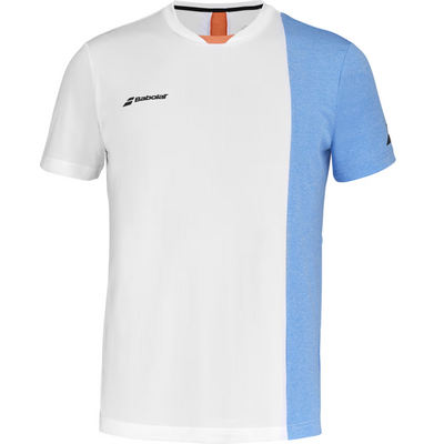 Babolat Boys Play Crewneck Tee - White/Blue