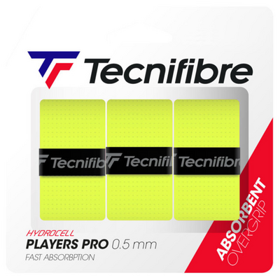 Tecnifibre Players Pro Overgrips (Pack of 3) - Neon Yellow