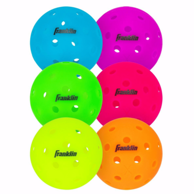 Franklin X-40 Outdoor Pickleball Balls (6 Pack) - Neon/Multi-Coloured