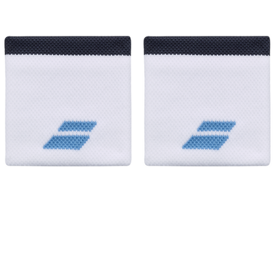 Babolat Logo Wristbands - White/Drive Blue