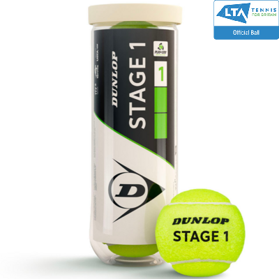 Dunlop Stage 1 Green Junior Tennis Balls (3 Ball Can)