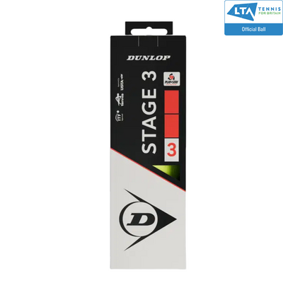 Dunlop Stage 3 Red Junior Tennis Balls (3 Ball Pack)