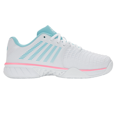 K-Swiss Women Express Light 3 Padel Shoes - White / Soft Neon Blue / Neon Bubble Gum
